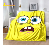 Go-SpongeBob Cartoon Printed Blanket Soft and Comfortable Flannel Throw Blanket Home Bed Sofa Children's Cute Birthday Gift