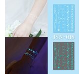 Blue Glow Henna Tattoo Sticker Glow in the Dark Lasting Luminous Temporary Tattoos Sweatproof Waterproof Fake Lace Tattoos Girls