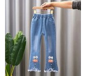 Baby Girls Cowboy Pants Spring Autumn Girls Casual Denim Trousers Children Clothing Kids Stretch Flared Pants for 4-10 Years