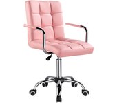 Silla de Oficina con Ruedas Giratorias Silla de Ordenador Ajustable en Altura con Asiento Acolchado Giratorio Silla de Escritorio de Polipiel Carga MAX 120Kg con Respaldo Blanco
