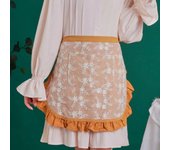 New Lace Embroidered Ruffled Half Apron Washable Dual Pockets Kitchen Apron Women Anti-fouling Home Cleaning Apron