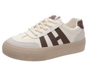 Casual Zapatos Deportivos De Las Mujeres Gruesa Placa Base Zapatos Estudiante Plano Blanco Zapatos