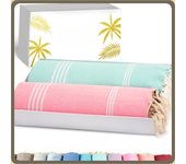 Juego de 2 Toallas Turca Grande Peshtemal Fouta Beach Bath Gym SPA Yoga Hammam Toalla Piscina Picnic 100% Algodón Toalla Playa Ligera Arena Anti 100x200 cm Regalo del Dia de la Madre