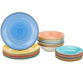 Art  Pepper Stoneware - Vajilla de 18 piezas, multicolor