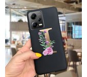 Fashion Rose Initial Letter Phone Case For Xiaomi Poco X5 5G PocoX5 Pro Soft Silicone TPU Back Cover For Poco X5 Pro X 5 X5Pro