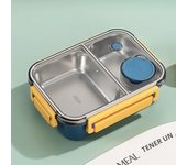 Caja De Almuerzo De Acero Inoxidable 304 Para Adultos Y Niños a Prueba De Fugas Con Utensilios Portátil Caja Bento Con Cuadrículas Contenedor De Alimentos Tamaño 850ml Colores Rojo/Gris/Azul
