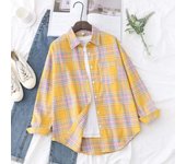 2025 New Loose Casual Women Plaid Fresh College Style Long Sleeve Blouses And Tops Ladies Fine Flannel Check Shirt Clothes