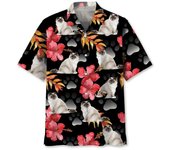Hawaiian shirt, fully printed with animal and prints, sunflower, beautiful cat short sleeved for beach surfing, men's shirt