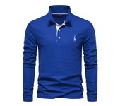 Nueva chaqueta de algodón con solapa para hombres de primavera y otoñoPOLOCamisa de manga larga bordada casual para hombres