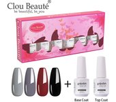 Clou Beaute 8ml Gift Set Kit UV LED Gel Varnish Soak Off Nail Art Gel Nail Polish Pure Nail Color Base Coat No Wipe Top Coat