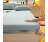 Soft Cotton Fitted Bed Sheet with Elastic Band Solid Color Mattress Cover for Single Double King Queen Bed 140/150/160/180/200