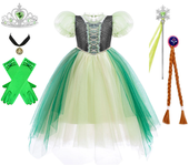 Disfraz de princesa Anna verde para niñas pequeñas, disfraz de Halloween, vestido elegante para fiesta de cumpleaños, vestido de vacaciones carvinal