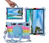 Funda de silicona suave con soporte para iPad, carcasa giratoria a prueba de golpes con asa y correa para el hombro para niños,