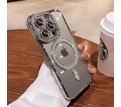 Funda transparente de diamante cristalino para iPhone 16,Compatible MagSafe