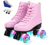 Roller Skate Shoes Size 34-45 4 Wheels Quad Sneakers Skating Pu Leather Sport Beginner Men And Women Roller Skating Shoes Gift