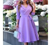 2025 Autumn New V-neck Fashion Strap Printed Mid length Waist Ds for Women