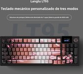 Langtu LT95 juego de tres modos personalizado e-sports teclado mecánico teclado inalámbrico bluetooth de escritura de oficina intercambiable en caliente