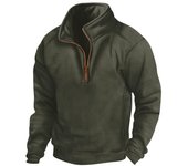 Men's tactical long sleeved high neck sports shirt, half zip polo, innovative