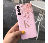 For Samsung Galaxy A14 Case Letters A To Z Pink Flowers Printing Back Case Phone Cover On Fundas Samsung A14 SM-A146B Soft Coque