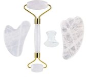 Fashion 2/3/4Pcs Natural Rose Quartz Obsidian Jade Roller Gua Sha Stone Set Gouache Scraper Facial Lifting Anti-Wrinkle Skin Care Tools