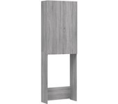vidaXL Armario de Lavadora Cuarto de Baño Aseo Inodoro Secadora Estantería Estante Muebles Mobiliario Colada Almacenaje Gris Sonoma 64x25,5x190 cm