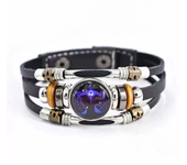 Pulsera de cuero luminosa de doce constelaciones, pulsera de cuero con cuentas multicapa Retro, regalos de joyería para hombres, mujeres y parejas