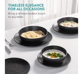 Platos Llanos Negros - 6x Juego de Platos de Ceramica de 27 cm - Set Platos Llano Sueltos x6 - Apto para Microondas Lavavajillas y Horno - 6x Platos Vajilla Negro Carbón