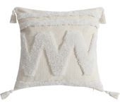 Cream Style Chenille Geometric Tufted Cushion Cover Tassel Decorative Pillow Cover Living Room Geometric Waist Pillowcase