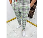 Men's casual checkered pants elegant tight pants