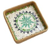 Hand Woven Splicing Shell Rattan Basket Rattan Weaving Household Rattan Shell Tray Decorative Colorful Weaving Fruit Basket
