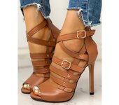 Summer thin heeled high-heeled women's sandals with rivet buckle and high heels, Lady Sandals