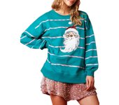 Pullover New In Christmas Sweatshirt for Women Sequins Korean Popular Clothes Woman Tops Novelty Nice Color Kpop Cotton Coat Emo
