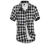 Green Plaid Shirt Men Shirts 2024 New Summer Fashion Mens Checkered Shirts Short Sleeve Shirt Men Blouse