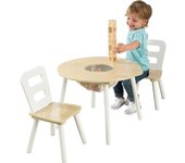 Juego Infantil de Mesa Redonda y 2 sillas de Madera, Mesa y Silla Infantil con Almacenamiento, Muebles para Salas de Juego y Dormitorio de niños