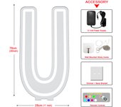 76cm Colorful Illuminated Alphabet Large Light Sign A -Z Alphabet Free Stand Up Neon BABY Party Light Sign,Dimmable and Clear Backer