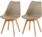 Pack de 4 Sillas de Comedor Sillas Cocina Nórdico con Asiento Tapizado y Las piernas de Madera de Haya Maciza, Blanco