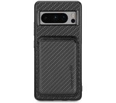 For Google Pixel 8 Pro Case Carbon Fiber Texture Phone Cover with Magnetic Card Holder