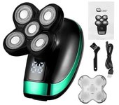 Maquinilla de afeitar eléctrica con pantalla digital, maquinilla de afeitar lavada 5 en 1, cable USB multifunción, máquina de afeitar con cabezal de cuchillo de carga