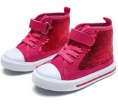 Zapatos de lona para niños primavera y otoño tendencia alta con lentejuelas princesa zapatos niñas hebilla casual zapatos de tablero