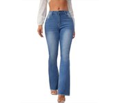 Half price hippie style women's high waisted camping jeans flared pants