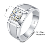 2 Carat Moissanite Rings For Men 925 Sterling Silver White Gold plated Engagement Wedding Mens Jewellery 2024 Trend Gift Female