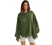 Women's Sweatshirts Loose Baggy Plain Female Top Spring and Autumn Y2k Vintage Pullover Nice Color Basic Aesthetic Matching E M
