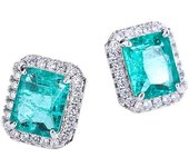 925 Silver Plated Earrings for Women's Shiny Green AAAA Zircon Earrings Stylish Geometric Jewelry Party Earrings
