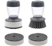 Pack de 2 Lavabajos Grandes de 9x10 cm, Cuchillo de Limpieza Doméstico con dispensador de jabón para limarar platos, ollas, sartenes y fregaderos, color Gris