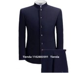 XS-5XL Formal Men's Busines 2 Pieces Blazer+Pants Stand Lapel Pants 2024 Mens Jacket Flat Suit Slim Fit Coat Groomsmen Party
