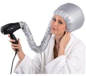 Casco de secado para secador de pelo, con goma elástica, para fijación de secador, color gris