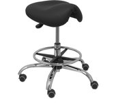 Piqueras Y Crespo Taburete Alatoz Clínico Giratorio Ergonómico Regulable en Altura con Aro Reposapiés y Tapizado en Similpiel Negro