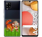 Tumundosmartphone Funda Gel Transparente para Samsung Galaxy A42 5G diseño Tigre Dibujos