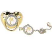 Chupete de Bebe portáthil Exquisito Gold Crown Paper rhinestone Chupete with clip de Cadena