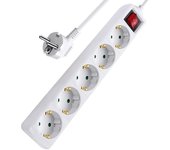 Regleta Alargador con 2 3 4 5 y 6 Enchufes e Interruptor, Cable 1.5M 3M Y 5M para el hogar, Oficina y Viajes, 16A, 250V, 3680W, Blanco